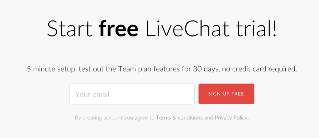 Live chat sign-up