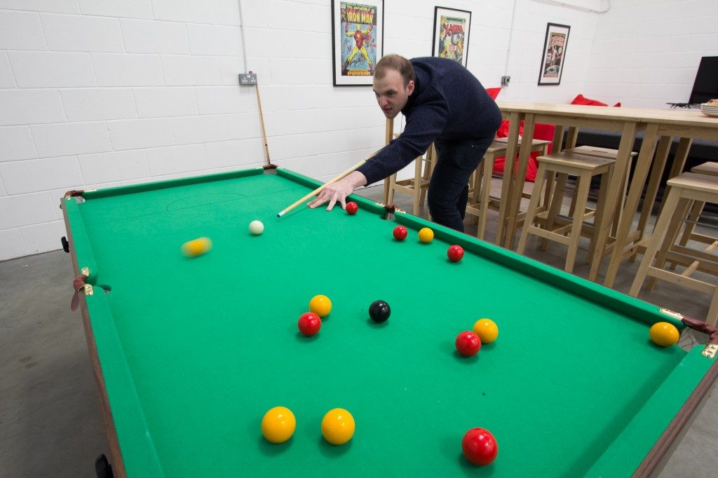 New office in Grimsby - Matt playing pool