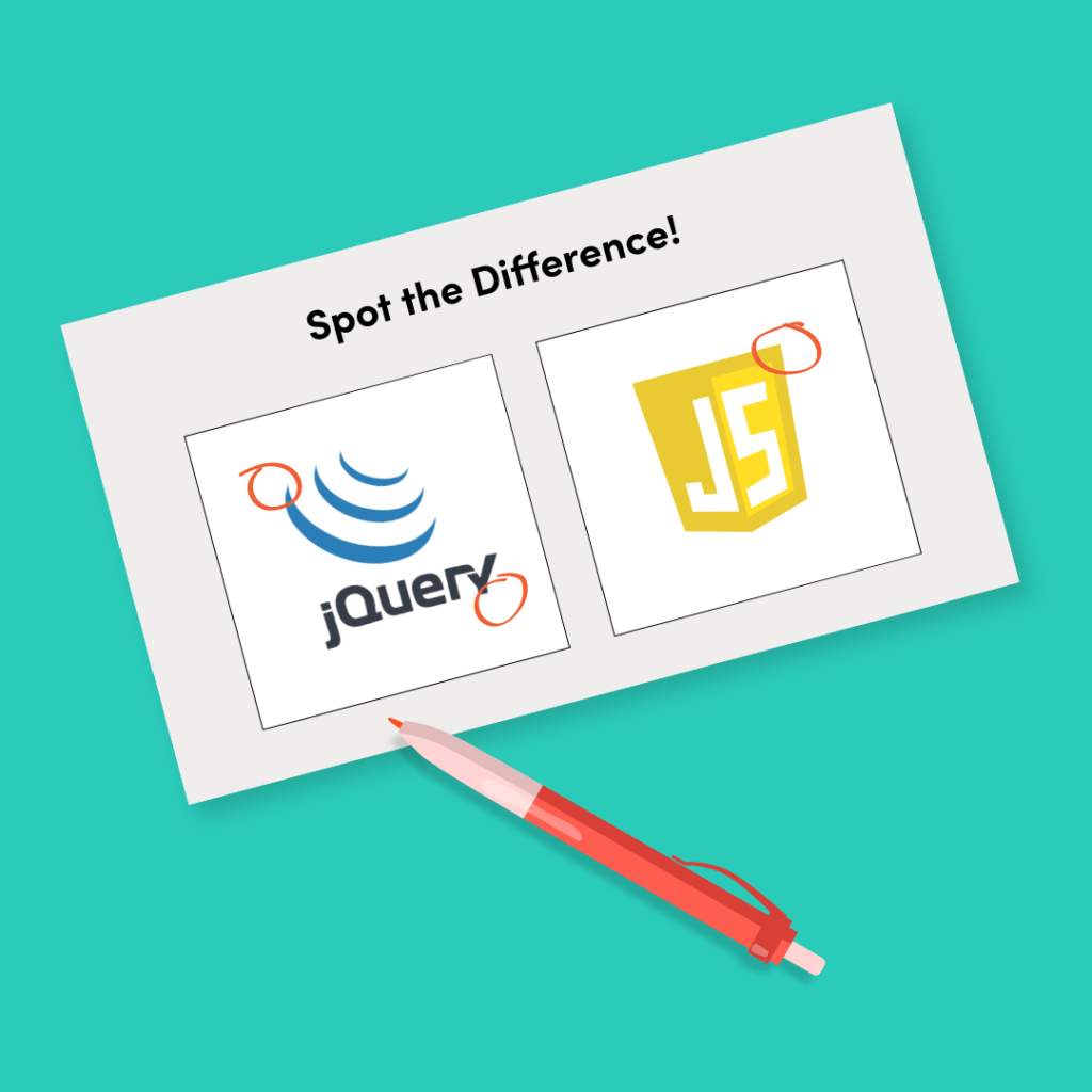 spot the difference JavaScript and jQuery. What’s the difference, and which is better – 1
