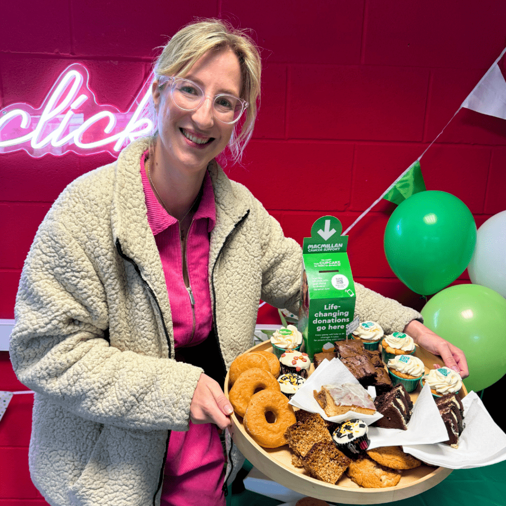 Victoria modelling some of the delicious bakes on offer